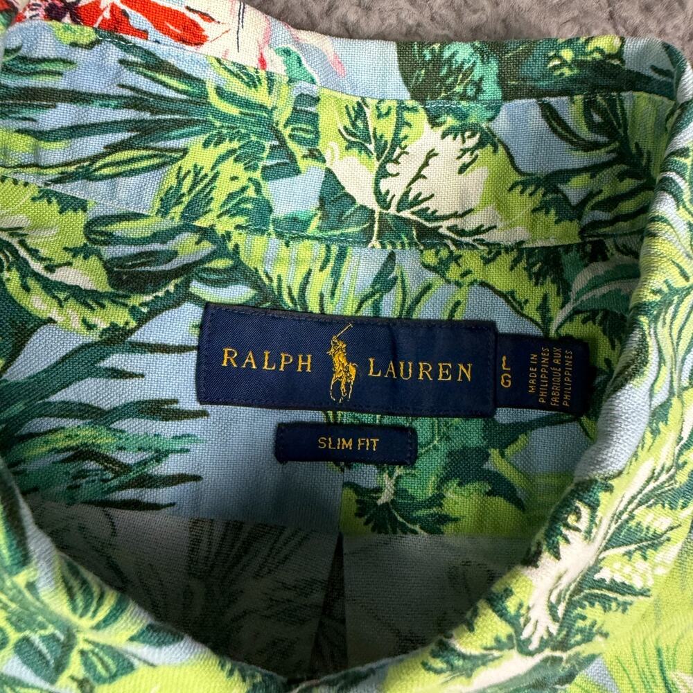 Ralph Lauren Shirt Mens L Floral Hawaiian Aloha Beach Slim Oxford Button OCBD - Picture 3 of 8